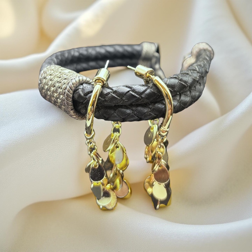 Elegant Gold Tone Dangly Pierced Earrings (3 for $12 item)
